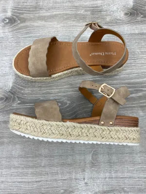 Taupe Scalloped Platform Sandals