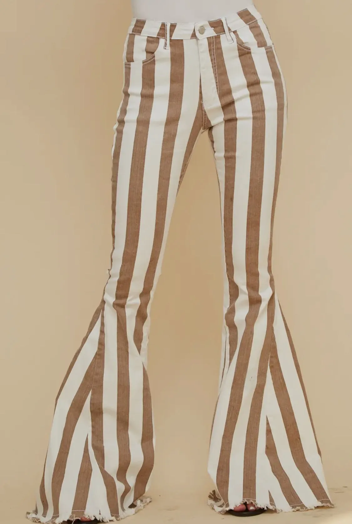 Taupe Striped Jeans