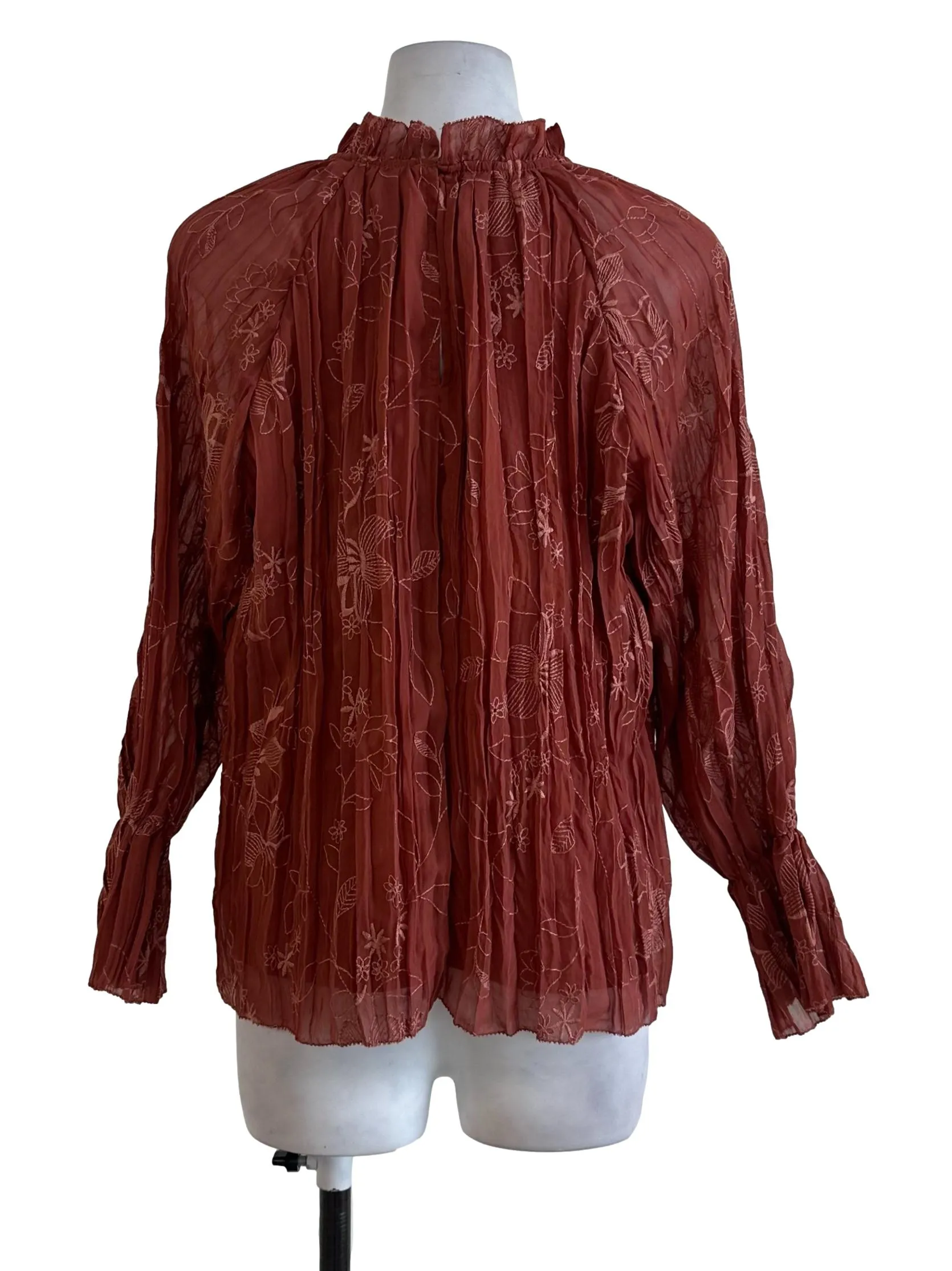 Terracotta Red Floral Top