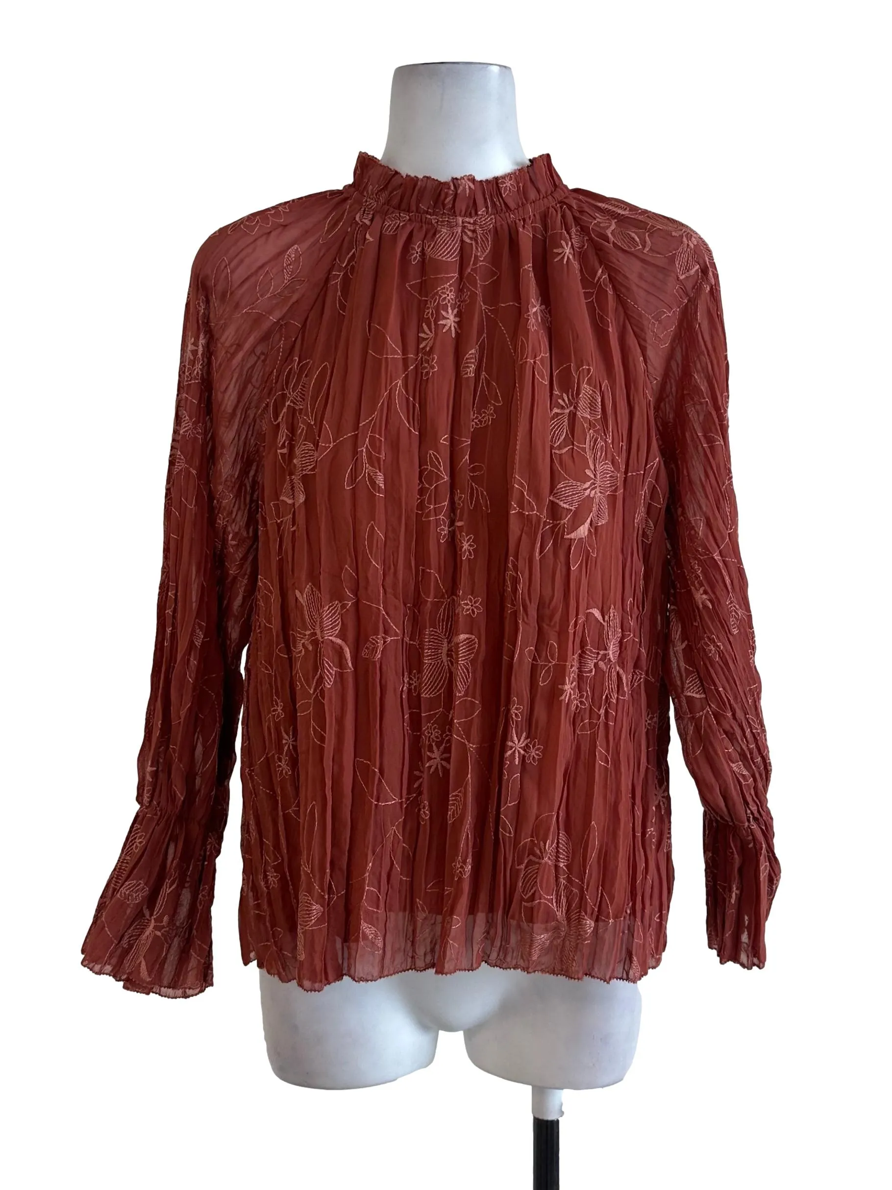 Terracotta Red Floral Top