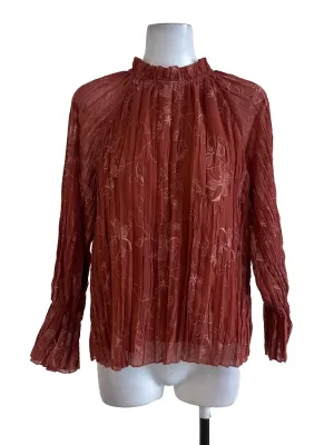 Terracotta Red Floral Top