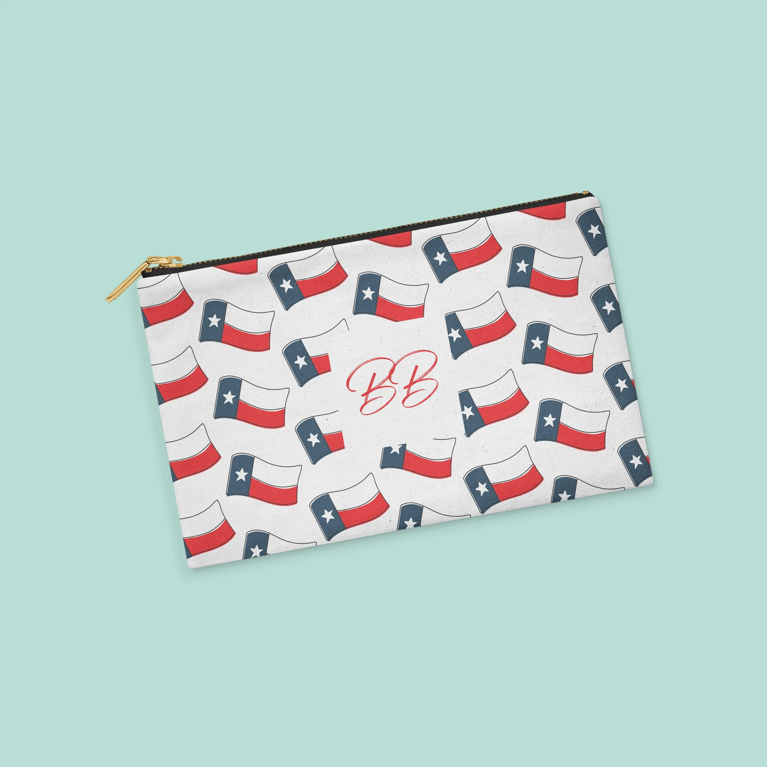 Texas Flag Personalized Zipper Pouch