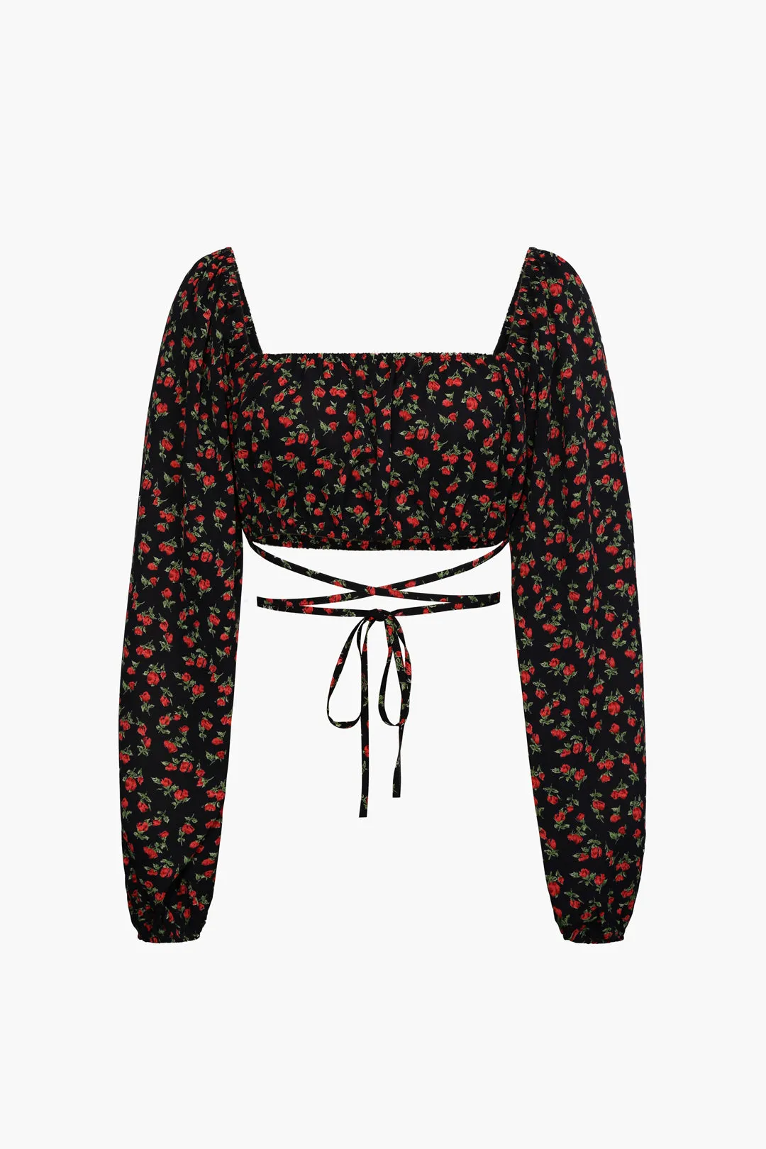 Theodosia - Trendy Square Neck Woman's Cropped Long Sleeve Top