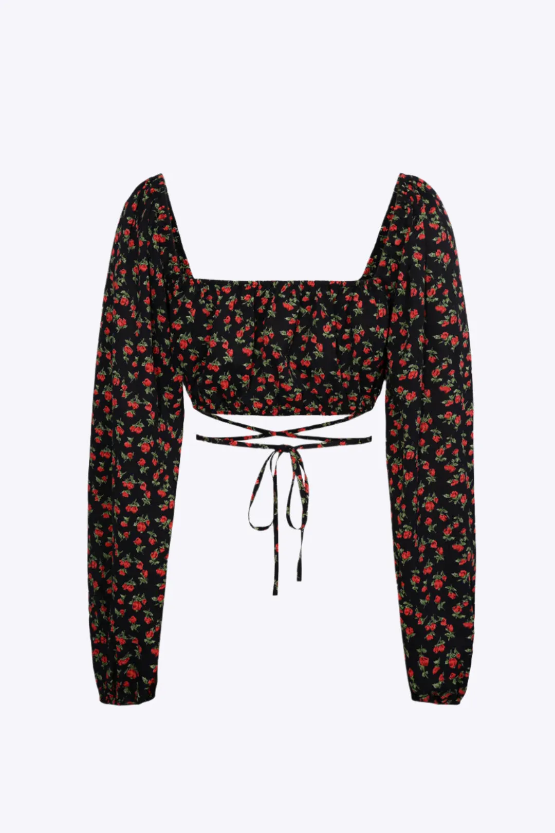 Theodosia - Trendy Square Neck Woman's Cropped Long Sleeve Top