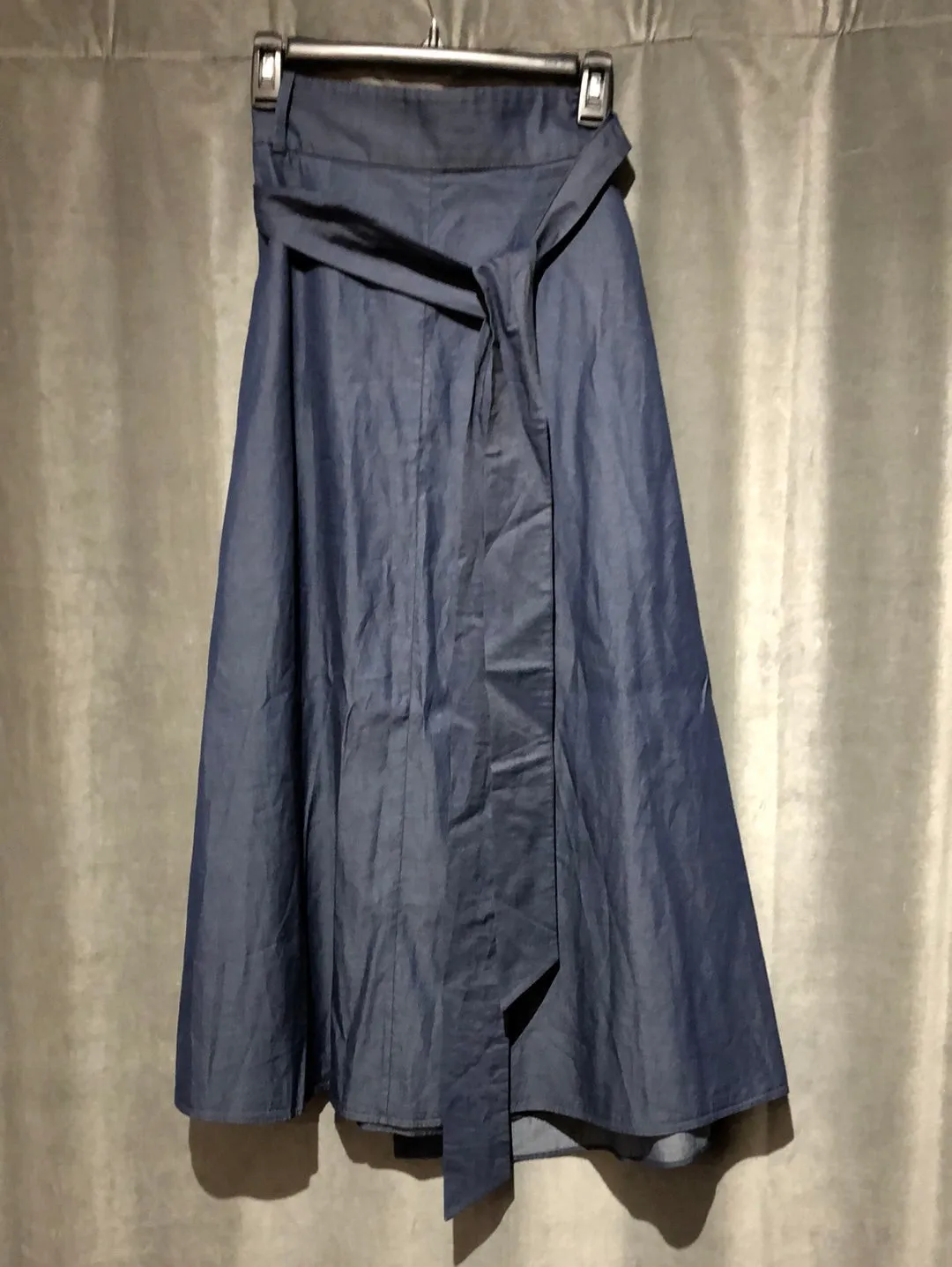 TIBI Denim Midi Wrap Skirt