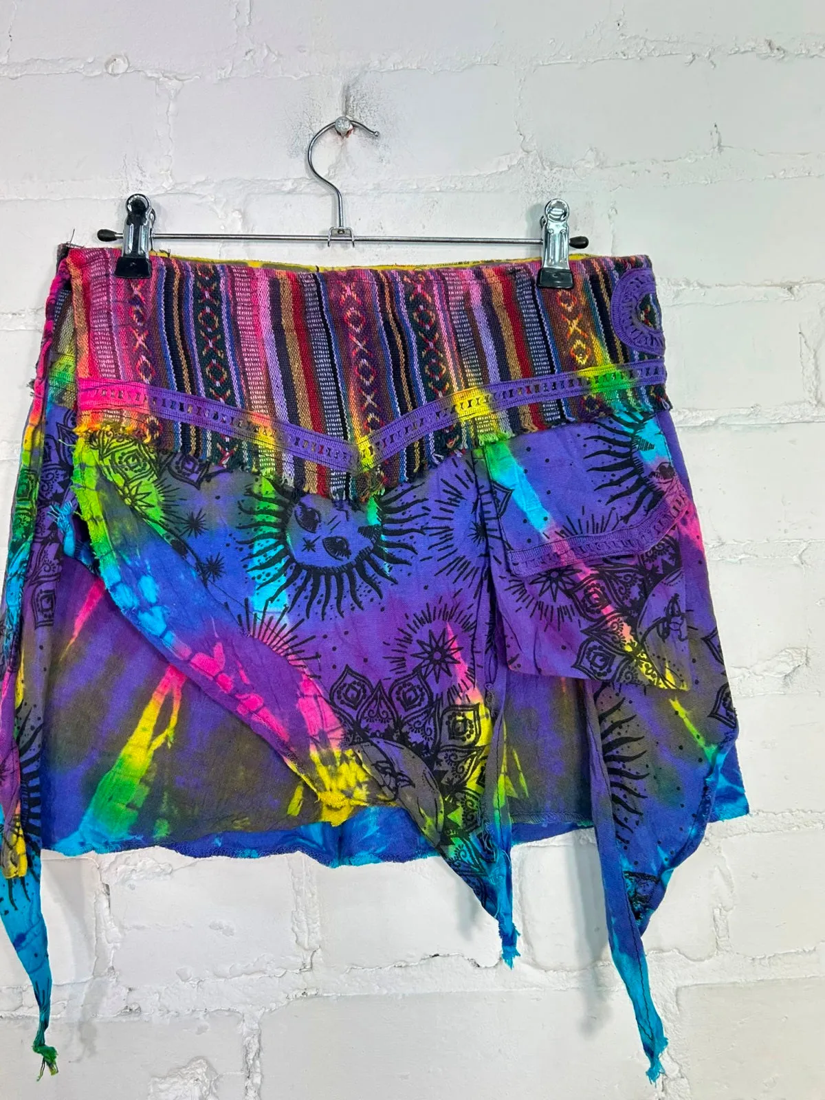 Tie Dye Short Velcro Wrap Skirt