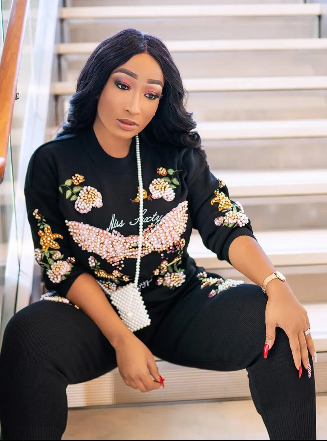 Tisha- 2 pcs Embellished Sweater Tracksuit Set (NEW)
