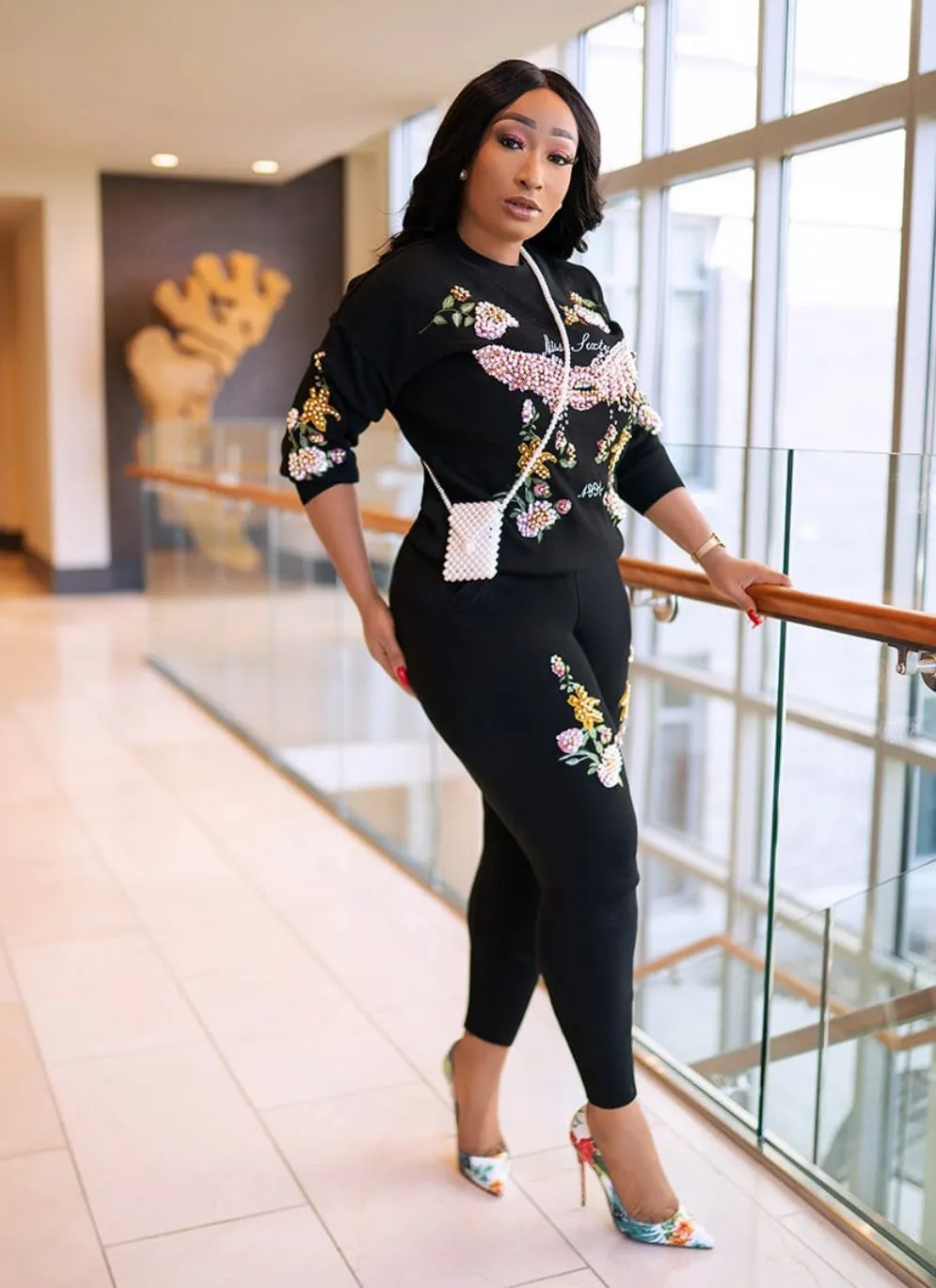 Tisha- 2 pcs Embellished Sweater Tracksuit Set (NEW)