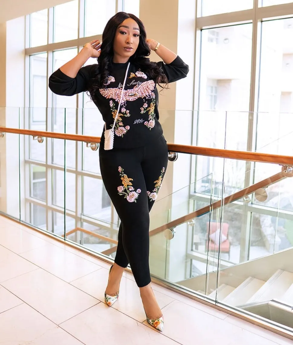 Tisha- 2 pcs Embellished Sweater Tracksuit Set (NEW)