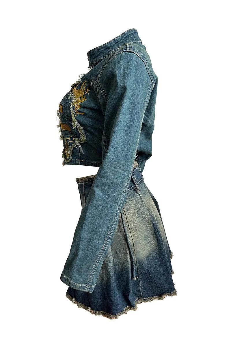TM0527 Embroidery Denim Jacket Shirt