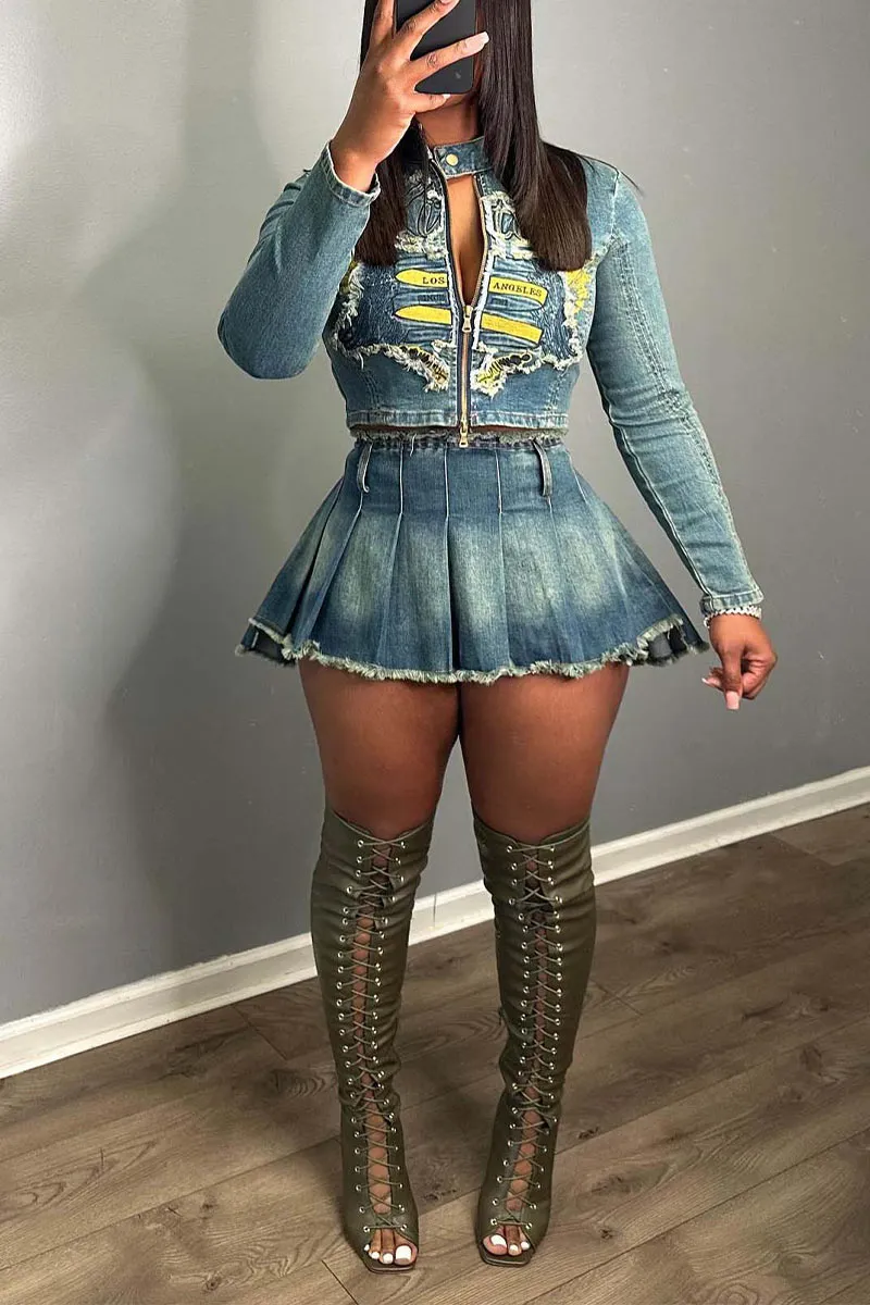 TM0527 Embroidery Denim Jacket Shirt