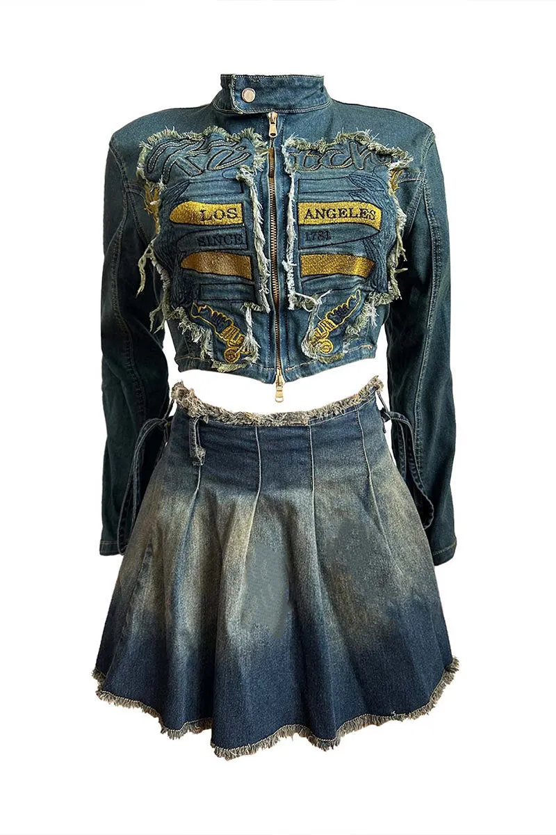 TM0527 Embroidery Denim Jacket Shirt