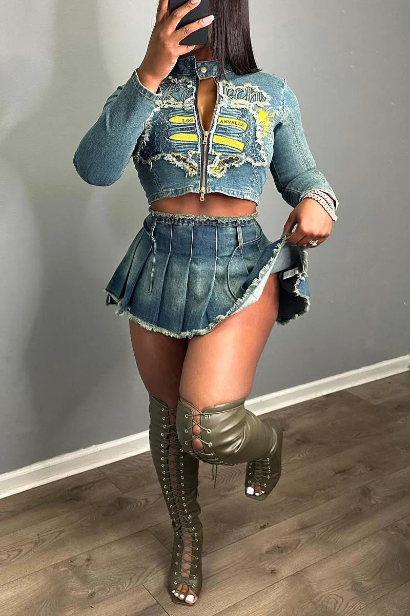 TM0527 Embroidery Denim Jacket Shirt