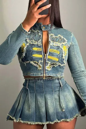 TM0527 Embroidery Denim Jacket Shirt