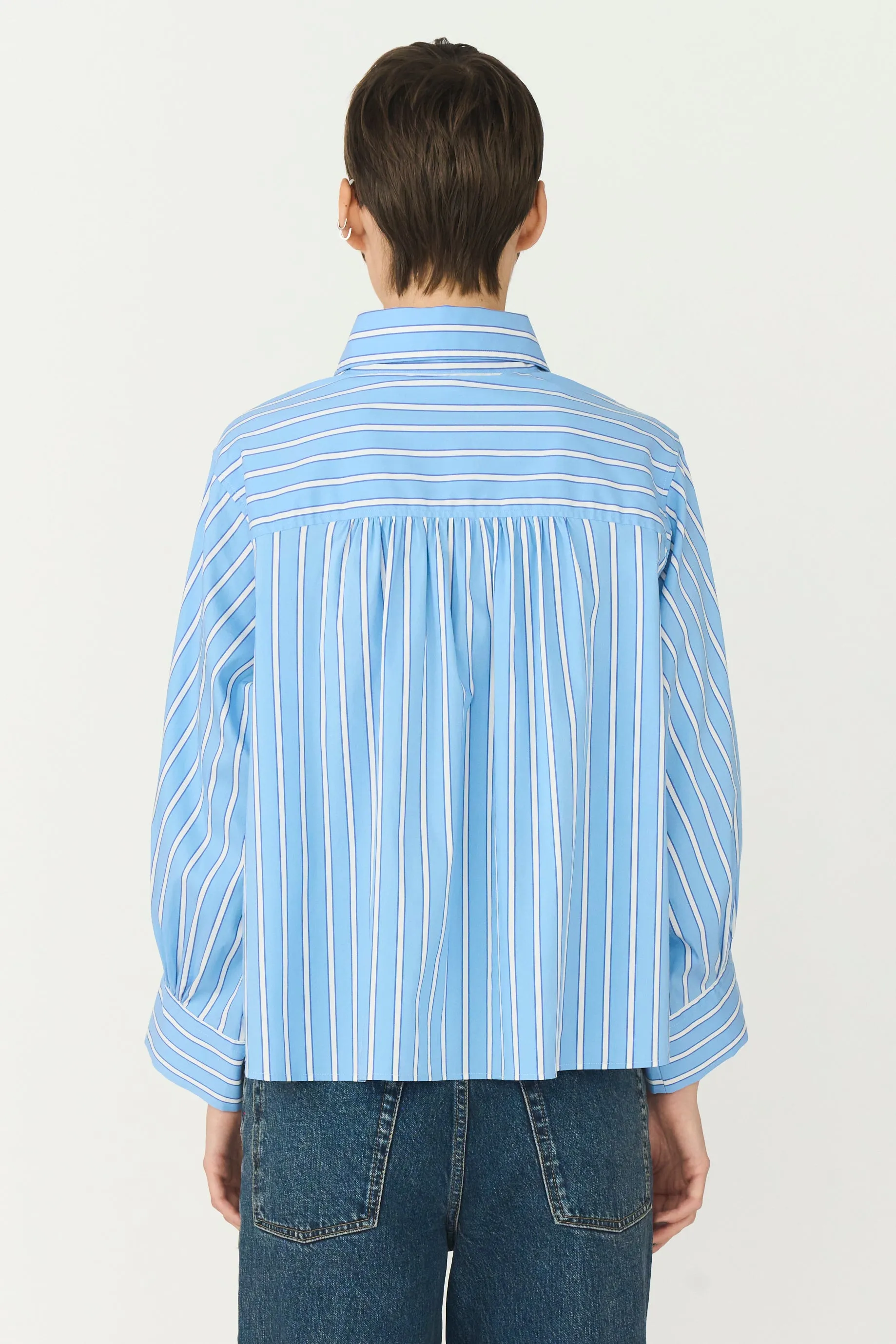 TMRW-New Hepburn Shirt Malibu Stripe - Clear Sky Blue
