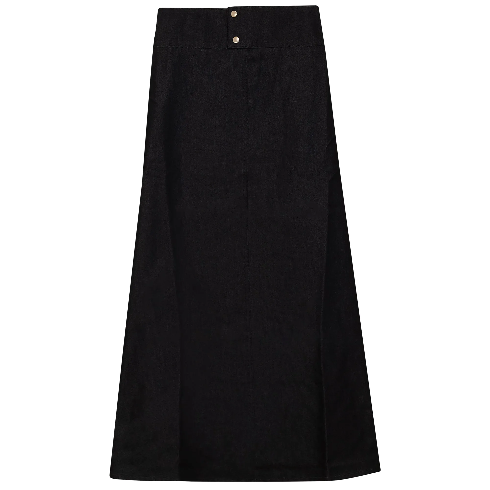 Top stitched black denim skirt by Gem