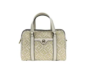 Travel Small Pebbled Leather Duffle Crossbody Handbag Pale Gold Multi