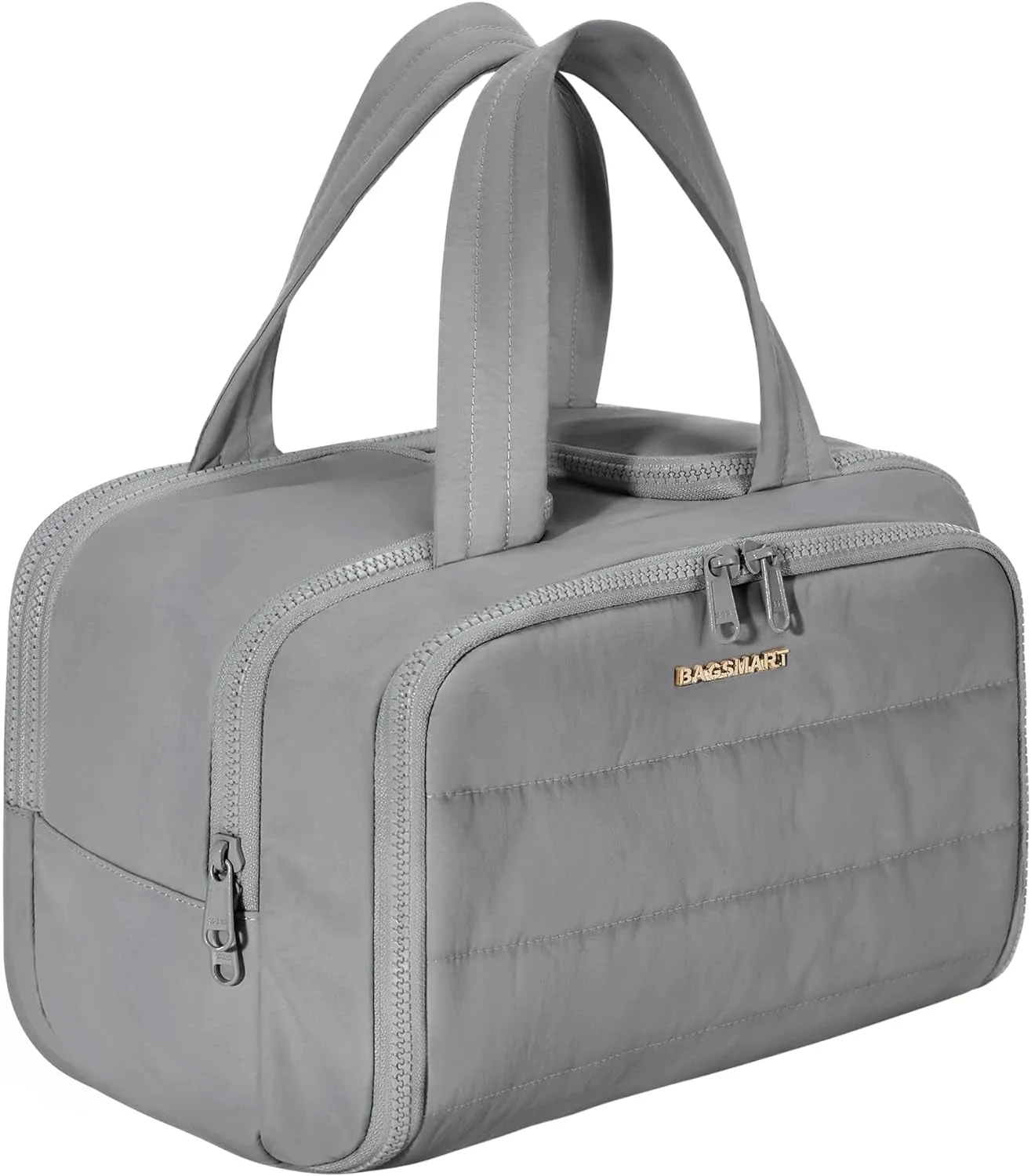 Travel Toiletry Bag, Lightweight Large Wide-Open Travel Bag for Women, Puffy Cosmetic Makeup Bag Organizer with Handle for Accessories,Essentials, Toiletries, Black