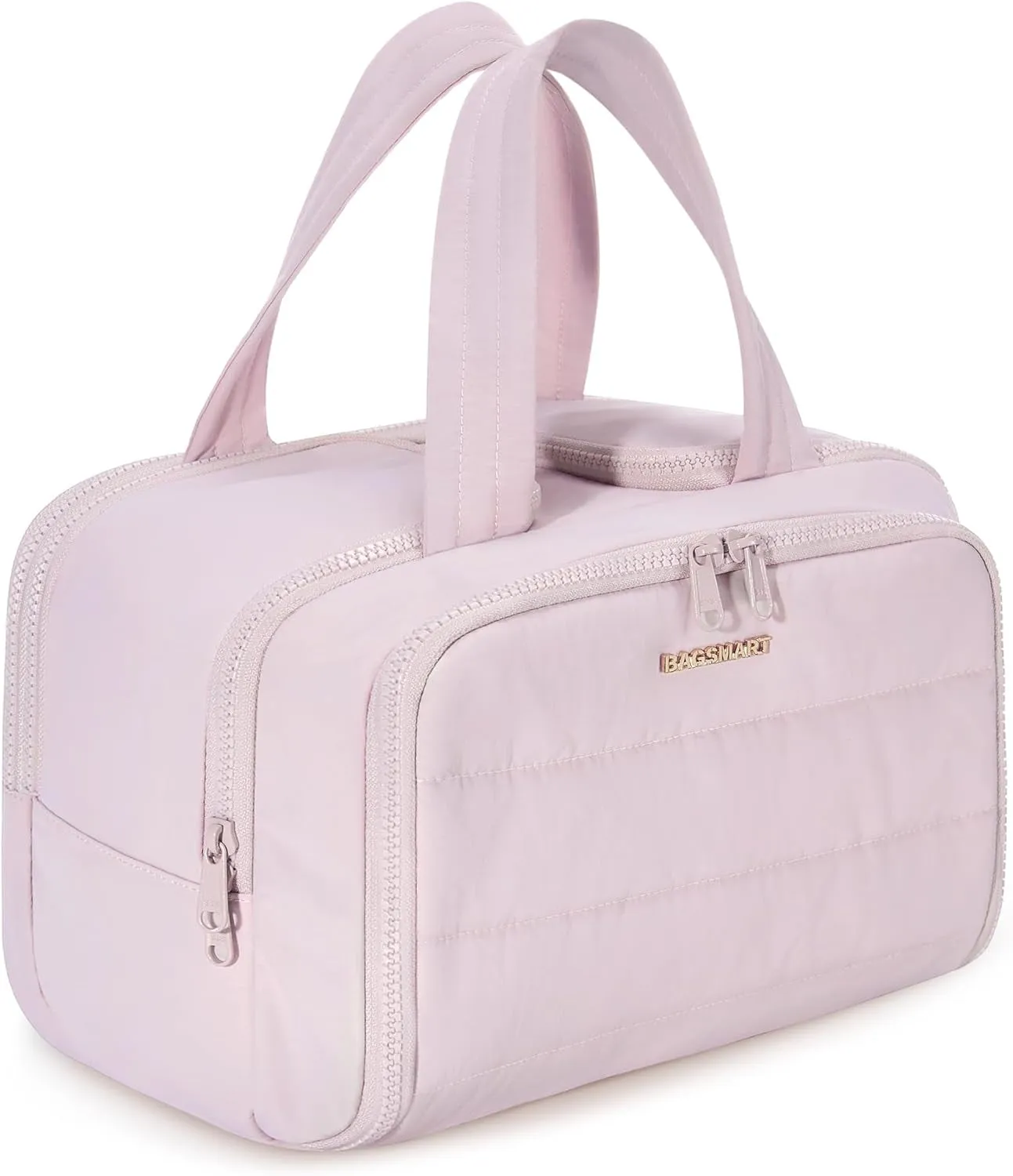 Travel Toiletry Bag, Lightweight Large Wide-Open Travel Bag for Women, Puffy Cosmetic Makeup Bag Organizer with Handle for Accessories,Essentials, Toiletries, Black
