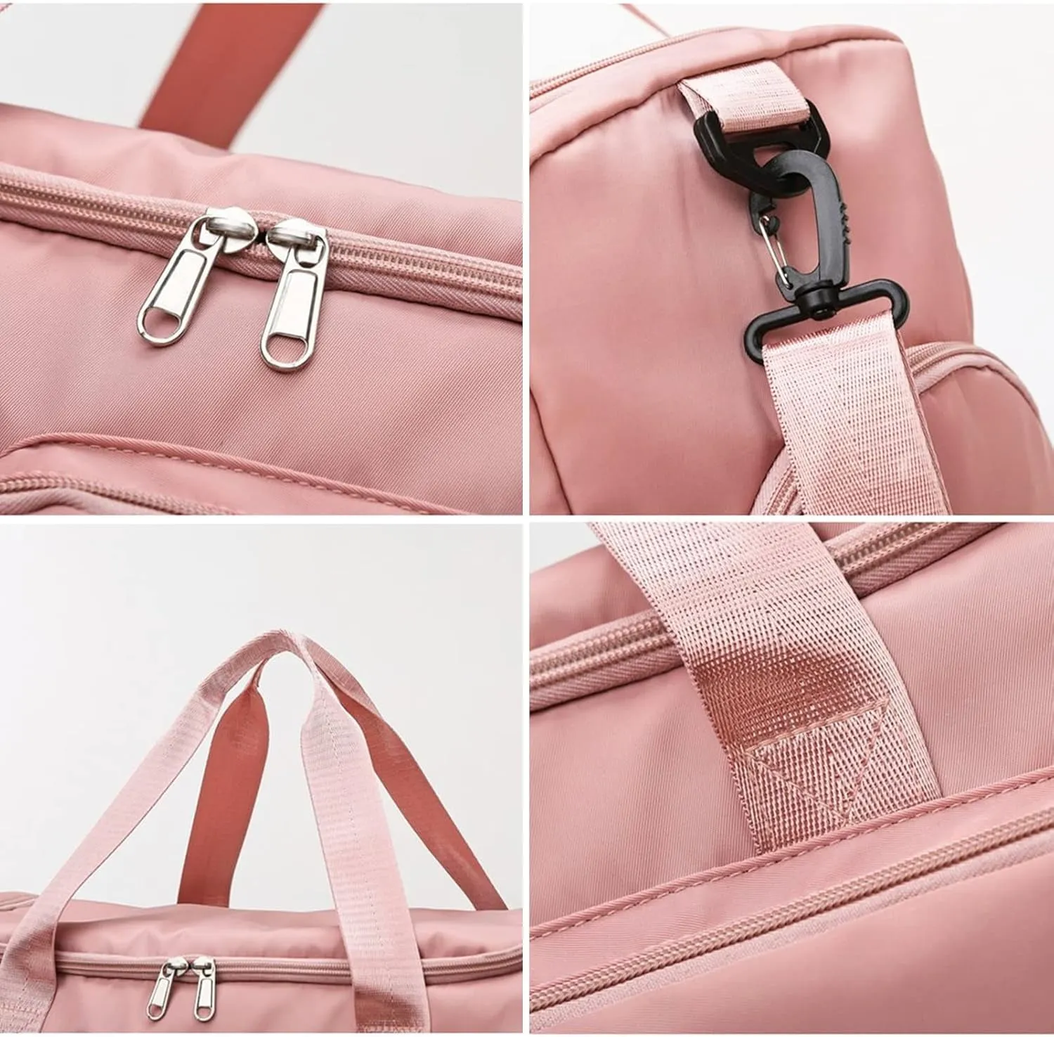 Travel Yoga Duffel Bag with Shoes Compartment Sports Gym Handbag with Dry Wet Separated Pocket for Training Men and Women, Overnight /Weekender Bag - Pink