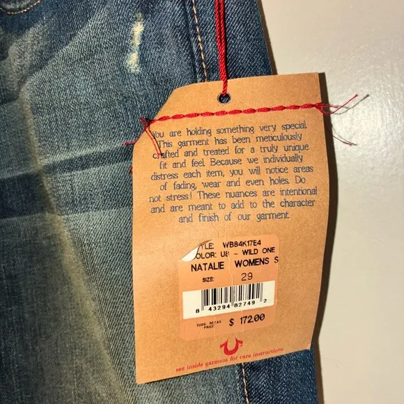 True Religion NWT Size 29 Dark Y2K Natalie Jean Bermuda Shorts Grunge Western