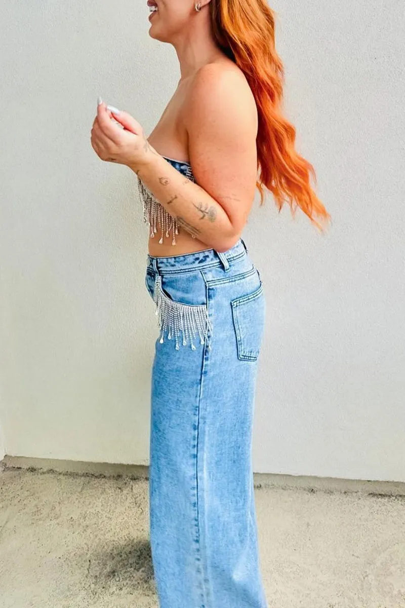 UR3077 Denim Tube and Jeans Set