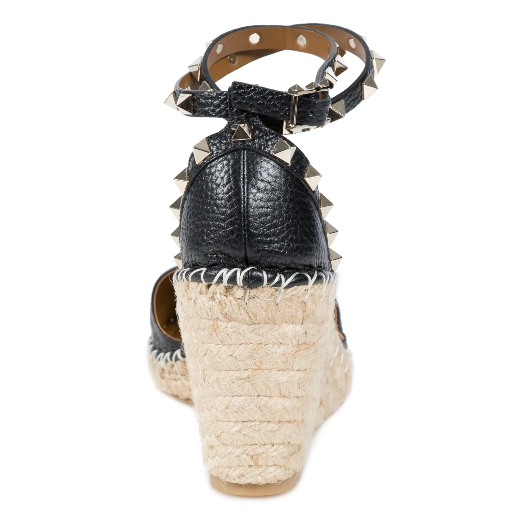 Valentino Black Rockstud Espadrille Wedge