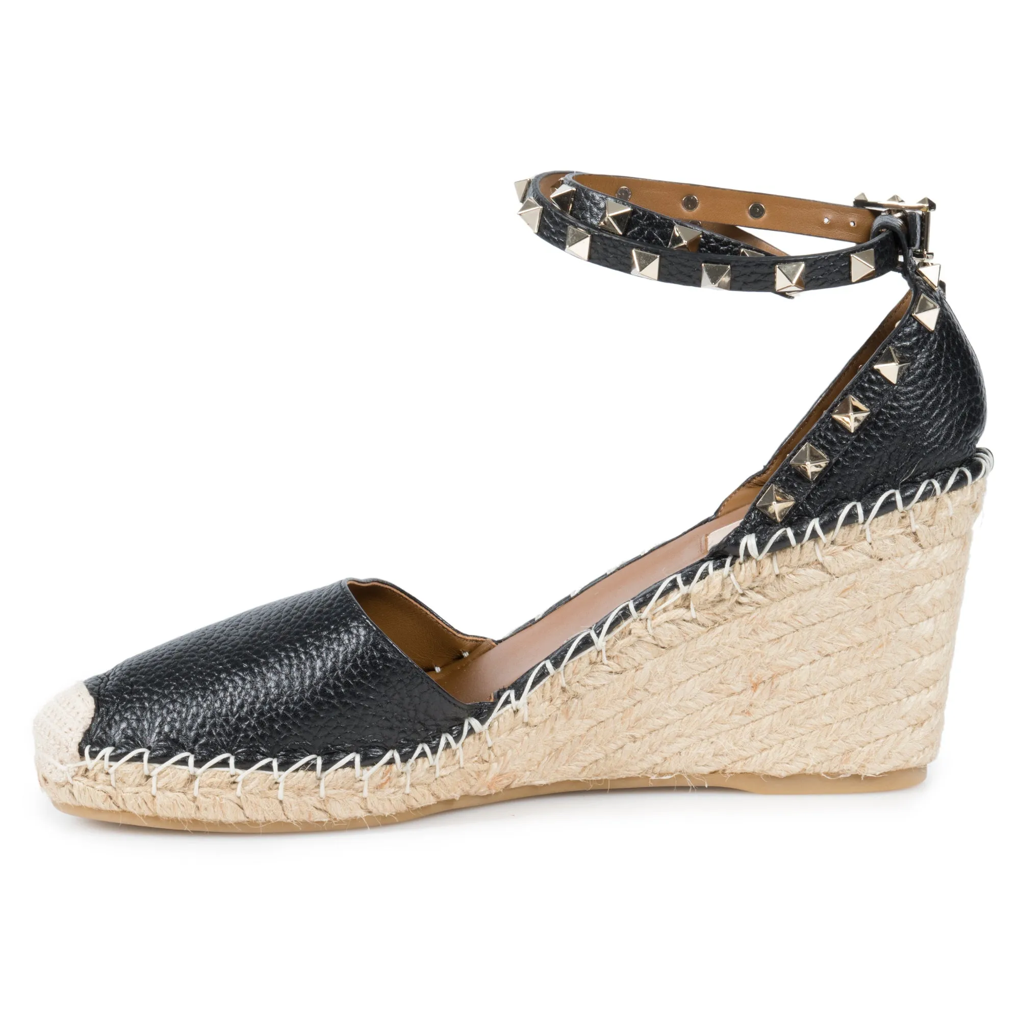 Valentino Black Rockstud Espadrille Wedge