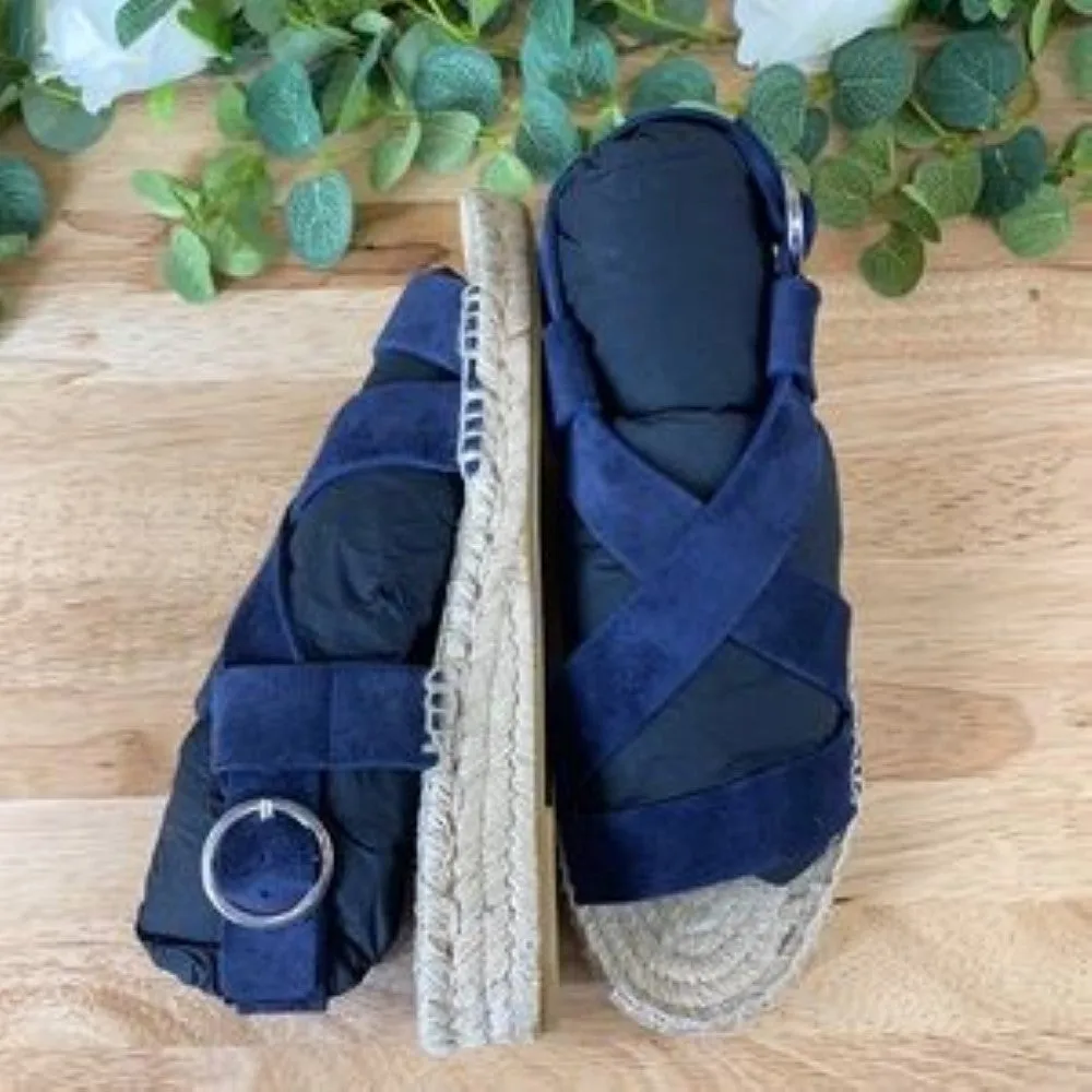 Via Spiga Blue Gia Espadrille Sandals  Size 8