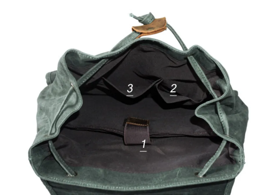 Vintage Canvas Backpack for Men Leather Rucksack 15'' Laptop School Military Knapsack