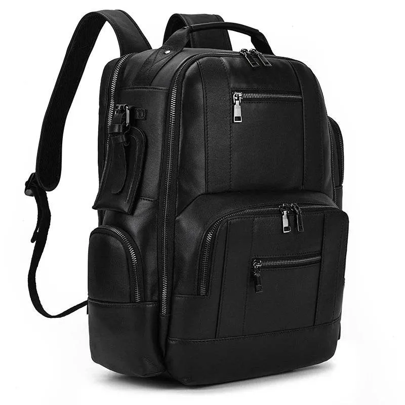 Vintage Crazy Horse Leather Backpack Men Travel Laptop School Bag