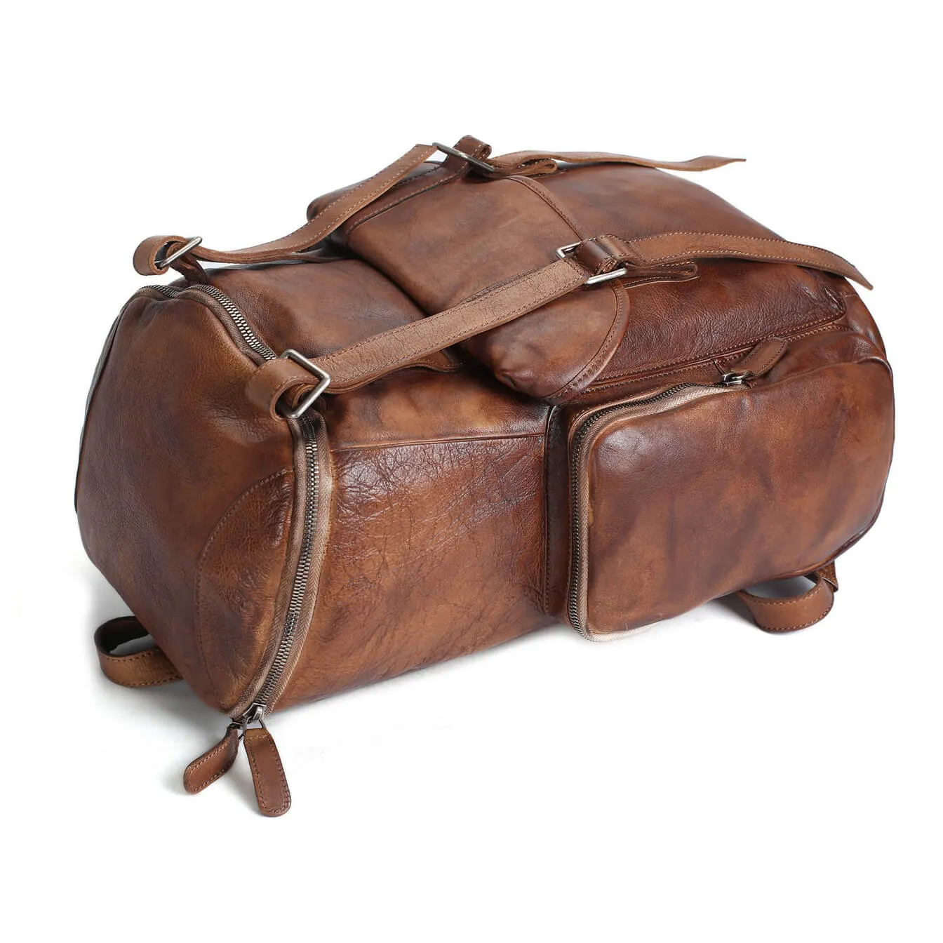 Vintage Handmade Full Grain Brown Leather Backpack, Mens Leather Big Backpacks, Travel Backpack