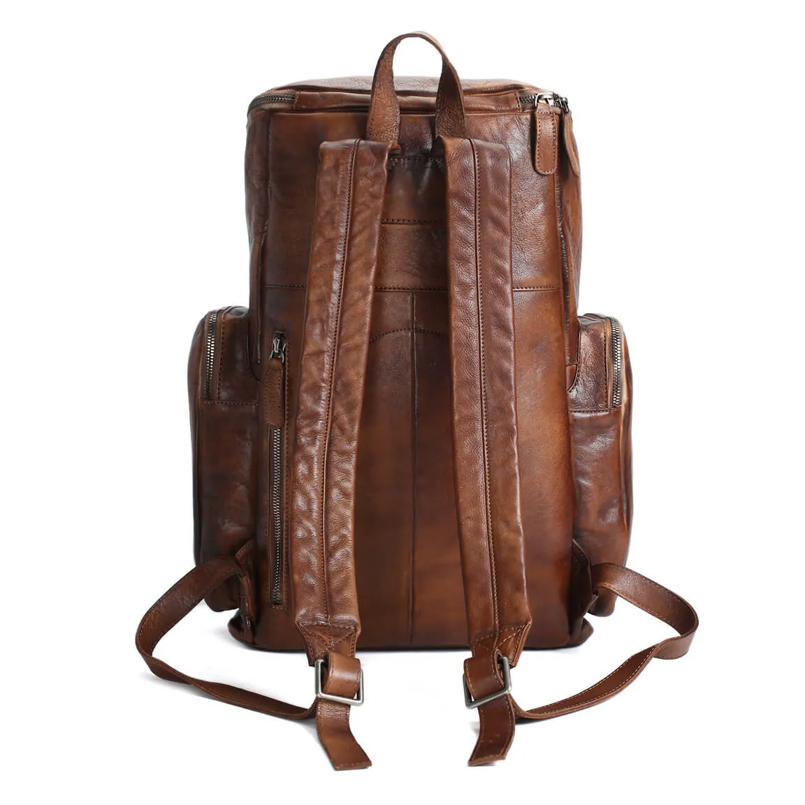 Vintage Handmade Full Grain Brown Leather Backpack, Mens Leather Big Backpacks, Travel Backpack
