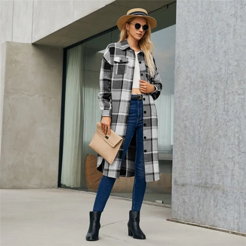 Vintage Plaid Long Coat
