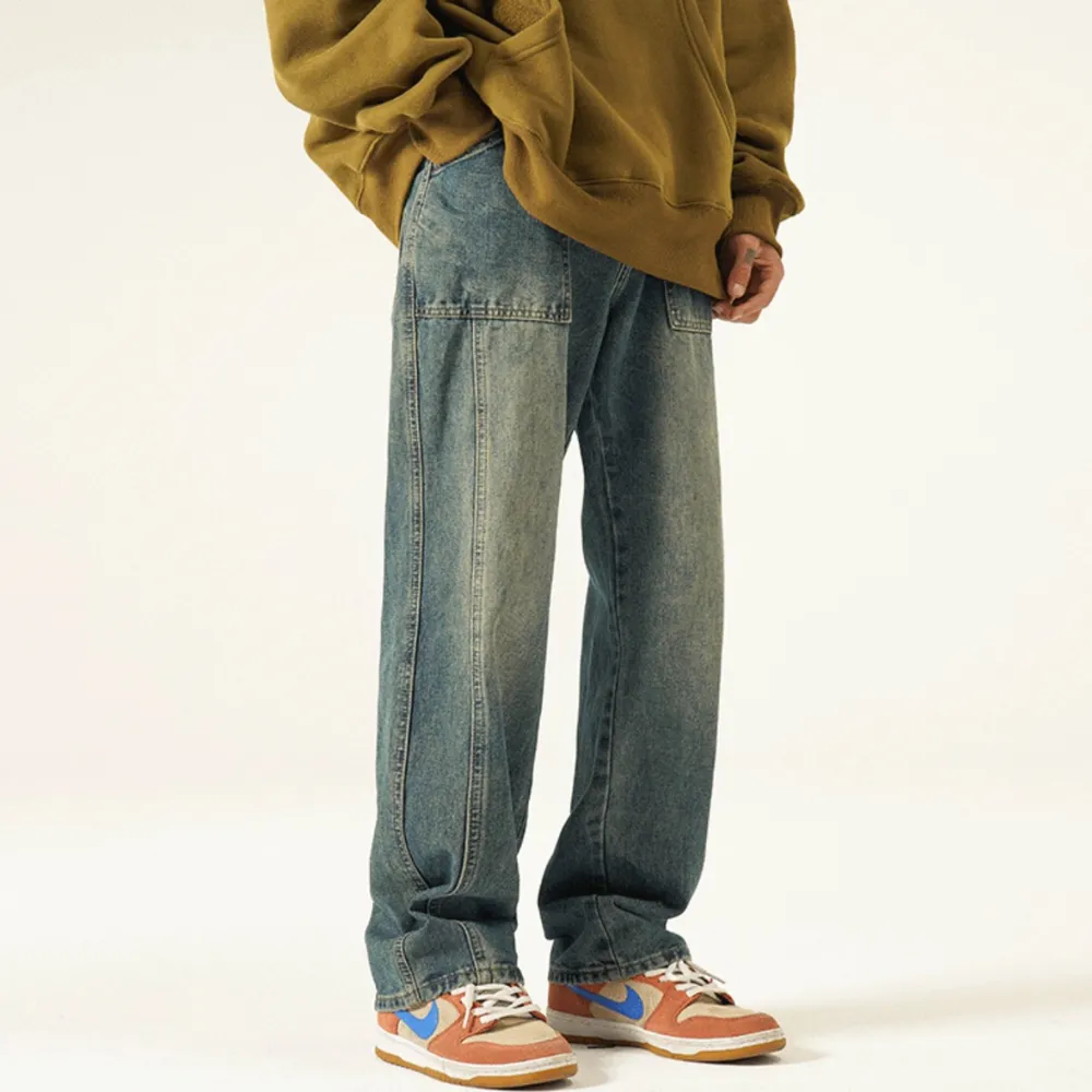 Vintage Street Distressed Straight Jeans