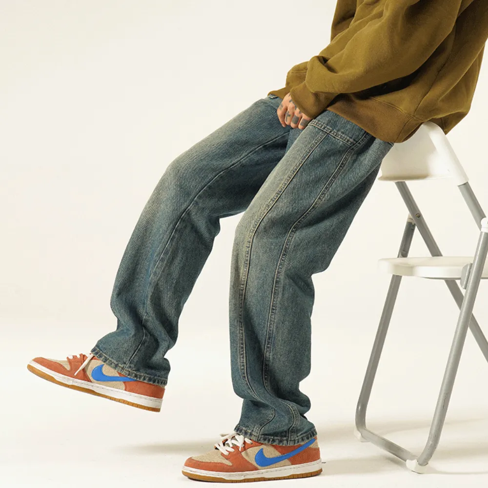 Vintage Street Distressed Straight Jeans