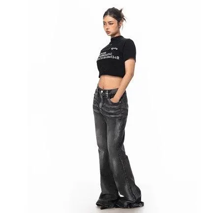 Washed Flared Straight Jeans