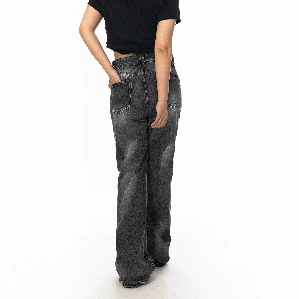Washed Flared Straight Jeans
