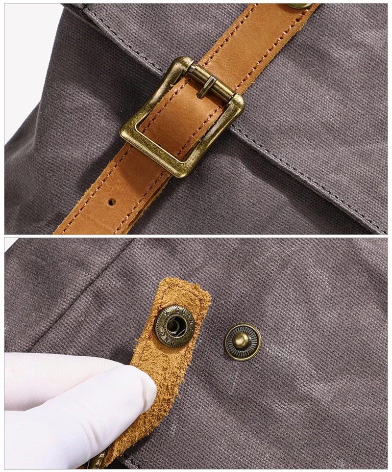 Waxed Canvas Backpack Canvas Rolltop Backpack Waterproof Canvas Laptop Backpack Large Capacity Travel Backpack