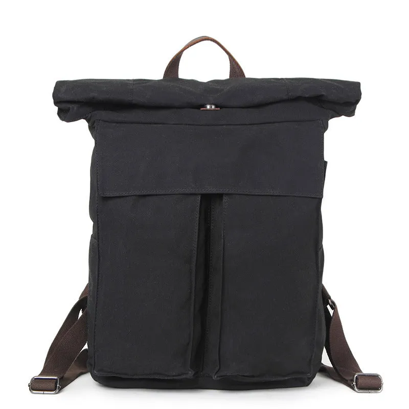 Waxed Canvas Backpack, Fashion Laptop Backpack, Vintage Waterproof Shoulder School Bag