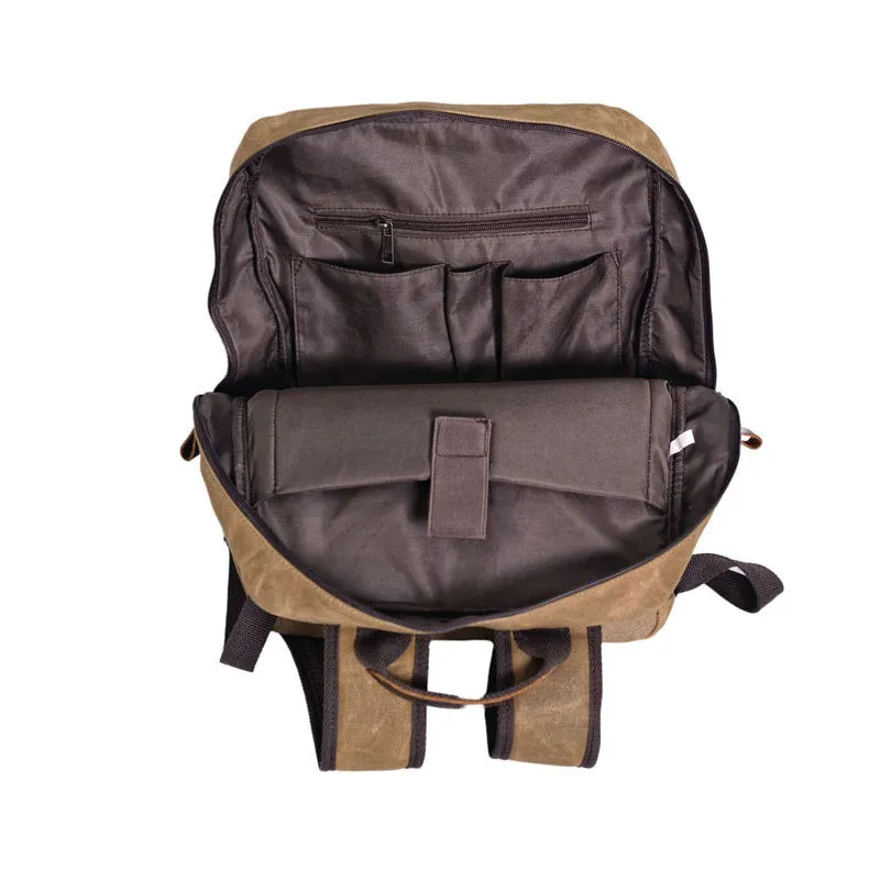 Waxed Canvas Backpack Handmade Waxed Canvas Rucksack School Backpack Mens Laptop Backpack Large Travel Backpack