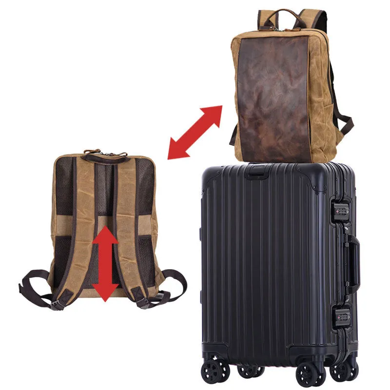 Waxed Canvas Backpack Handmade Waxed Canvas Rucksack School Backpack Mens Laptop Backpack Large Travel Backpack