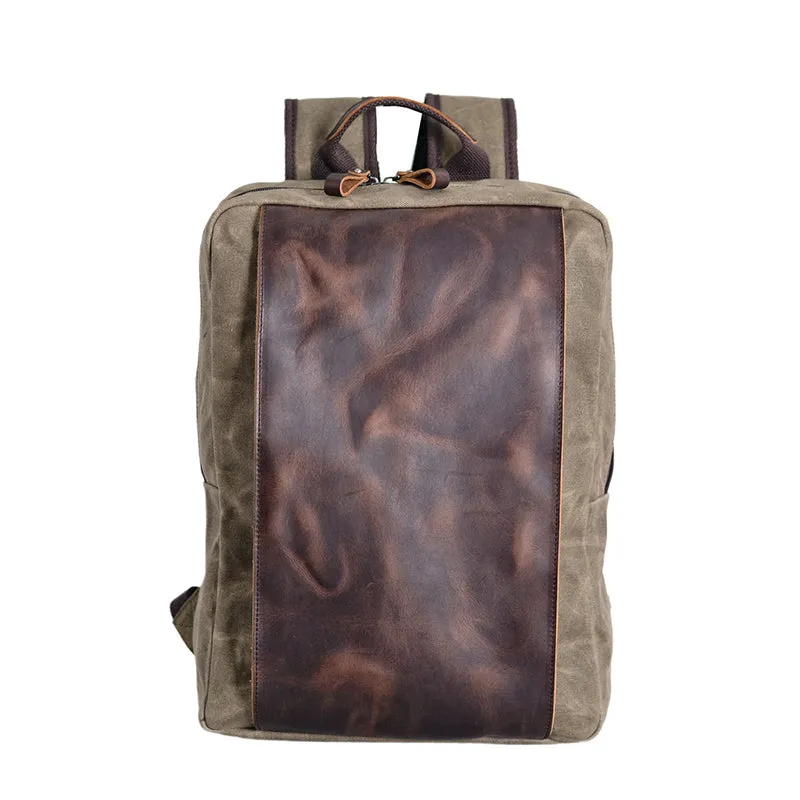 Waxed Canvas Backpack Handmade Waxed Canvas Rucksack School Backpack Mens Laptop Backpack Large Travel Backpack
