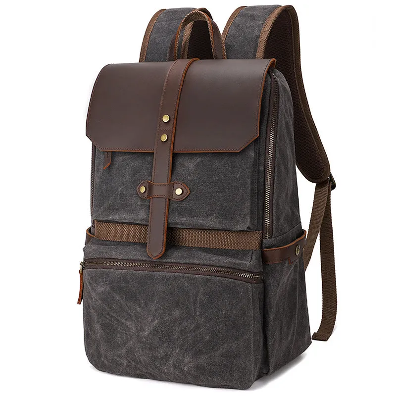 Waxed Canvas Backpack Large Travel Backpack Canvas School Rucksack Laptop Backpack Unisex Weekender Backpack