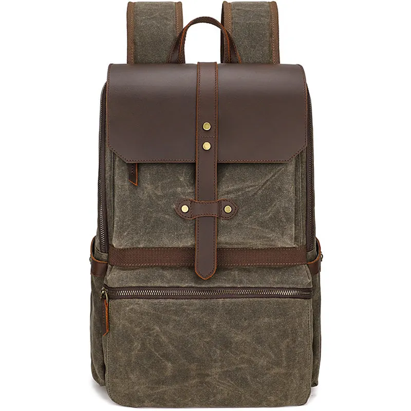 Waxed Canvas Backpack Student Casual Bag