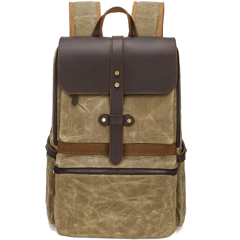 Waxed Canvas Backpack Student Casual Bag