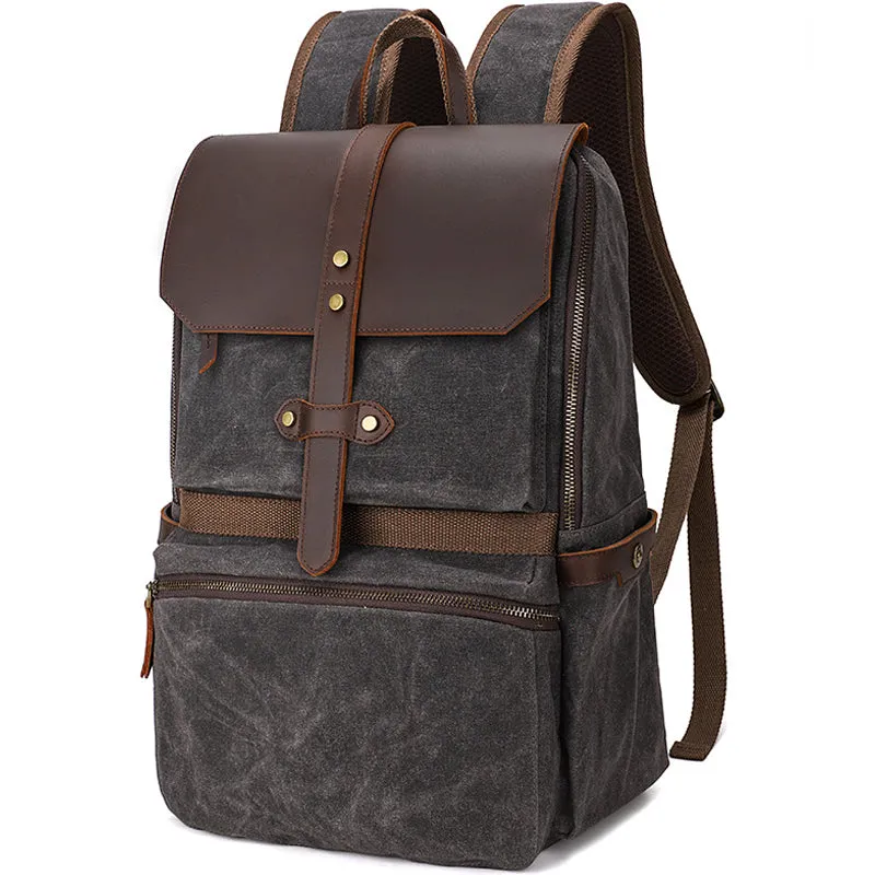 Waxed Canvas Backpack Student Casual Bag