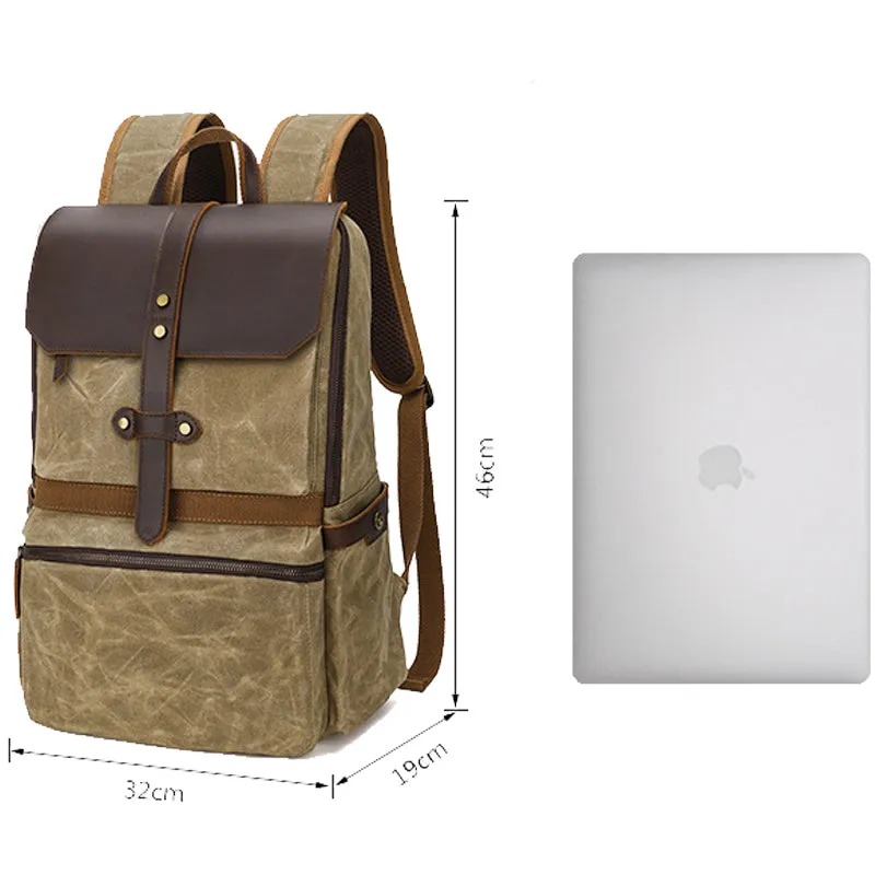 Waxed Canvas Backpack Student Casual Bag