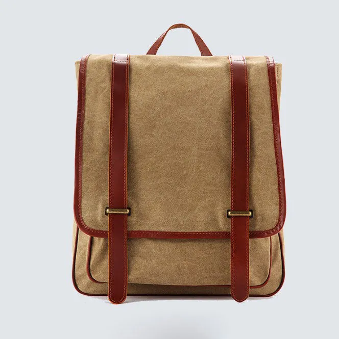 Waxed Canvas Backpack with Full Grain Leather, Casual Backpack, School Backpack, Vintage Rucksack