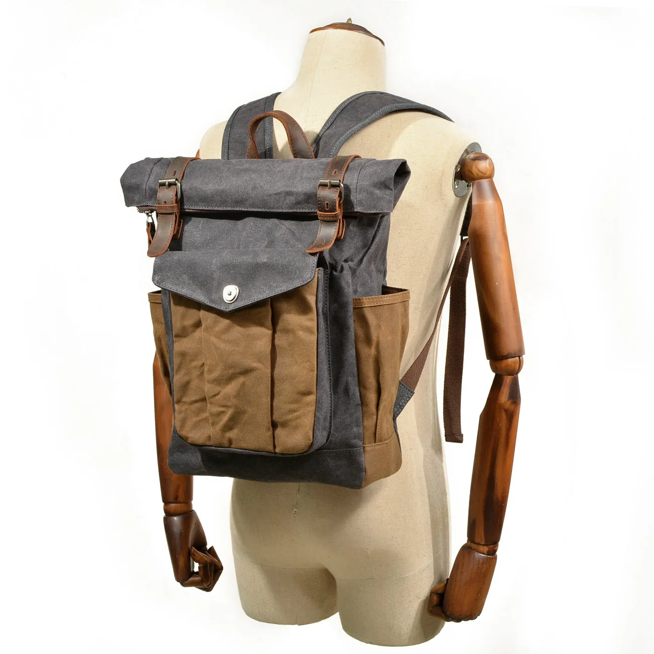 Waxed Canvas Roll Top Backpack  | Mont Blanc
